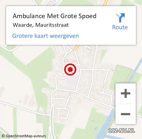 Locatie op kaart van de 112 melding: Ambulance Met Grote Spoed Naar Waarde, Mauritsstraat op 4 mei 2016 21:25