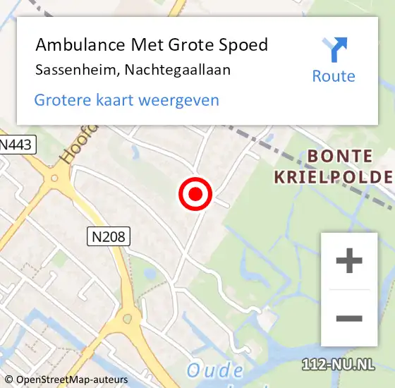 Locatie op kaart van de 112 melding: Ambulance Met Grote Spoed Naar Sassenheim, Nachtegaallaan op 4 mei 2016 22:19