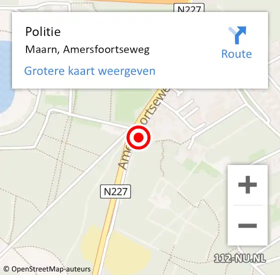 Locatie op kaart van de 112 melding: Politie Maarn, Amersfoortseweg op 4 mei 2016 22:20