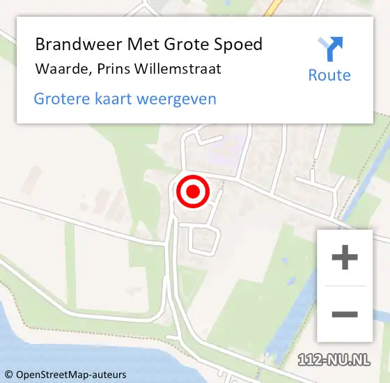 Locatie op kaart van de 112 melding: Brandweer Met Grote Spoed Naar Waarde, Prins Willemstraat op 4 mei 2016 23:29