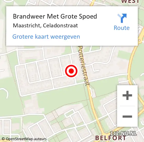 Locatie op kaart van de 112 melding: Brandweer Met Grote Spoed Naar Maastricht, Celadonstraat op 4 mei 2016 23:37