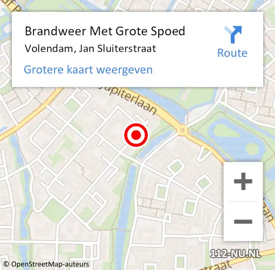 Locatie op kaart van de 112 melding: Brandweer Met Grote Spoed Naar Volendam, Jan Sluiterstraat op 5 mei 2016 02:18