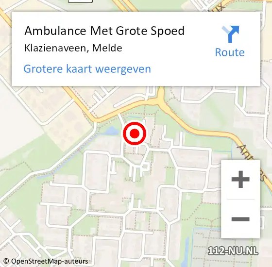 Locatie op kaart van de 112 melding: Ambulance Met Grote Spoed Naar Klazienaveen, Melde op 5 mei 2016 08:52