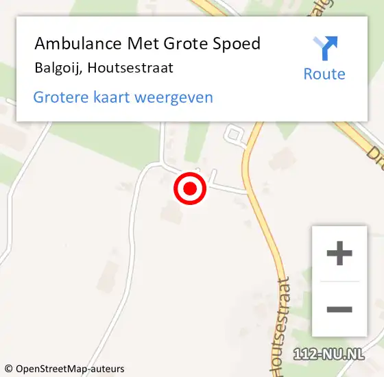 Locatie op kaart van de 112 melding: Ambulance Met Grote Spoed Naar Balgoij, Houtsestraat op 5 mei 2016 09:21