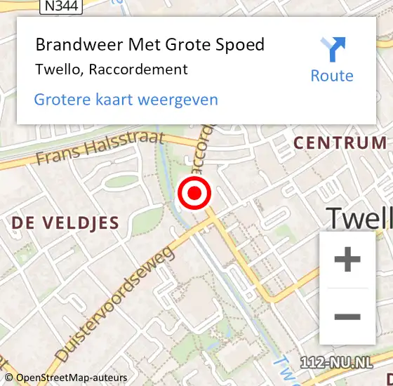 Locatie op kaart van de 112 melding: Brandweer Met Grote Spoed Naar Twello, Raccordement op 5 mei 2016 09:44