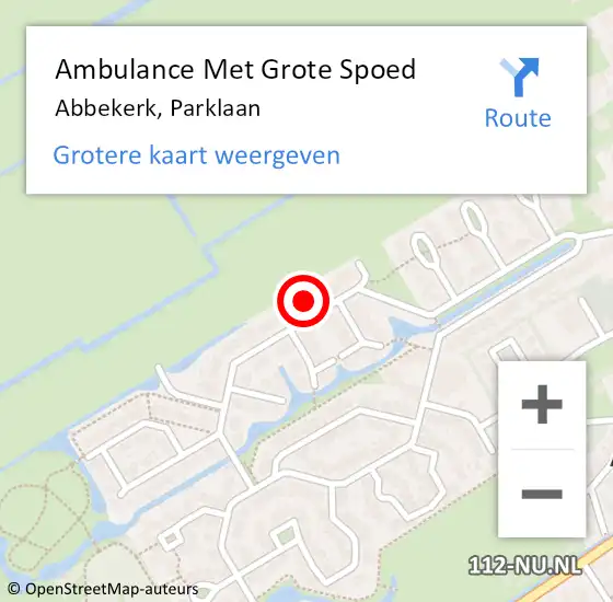 Locatie op kaart van de 112 melding: Ambulance Met Grote Spoed Naar Abbekerk, Parklaan op 5 mei 2016 09:48