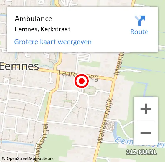 Locatie op kaart van de 112 melding: Ambulance Eemnes, Kerkstraat op 5 mei 2016 10:21
