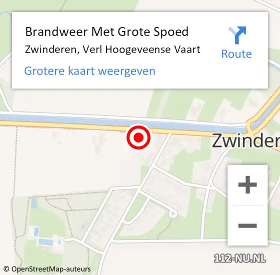 Locatie op kaart van de 112 melding: Brandweer Met Grote Spoed Naar Zwinderen, Verl Hoogeveense Vaart op 5 mei 2016 11:04