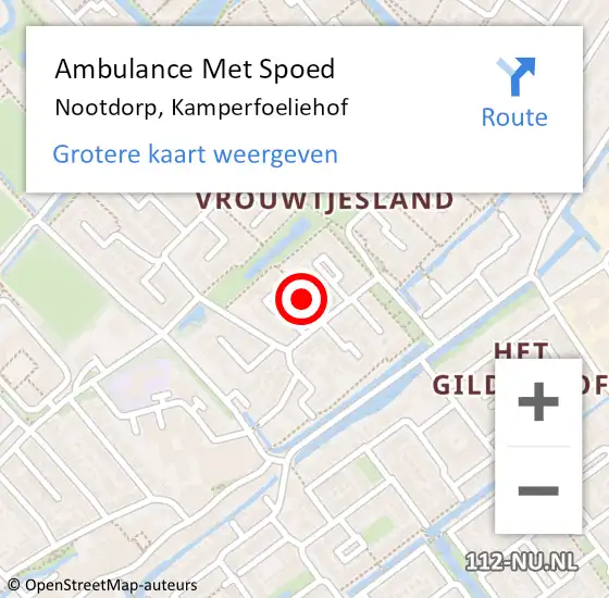 Locatie op kaart van de 112 melding: Ambulance Met Spoed Naar Nootdorp, Kamperfoeliehof op 5 mei 2016 11:14