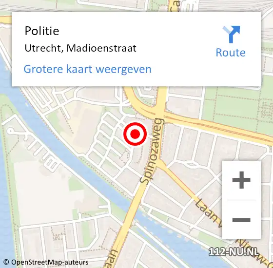 Locatie op kaart van de 112 melding: Politie Utrecht, Madioenstraat op 5 mei 2016 11:26