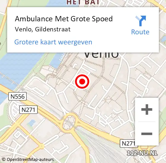Locatie op kaart van de 112 melding: Ambulance Met Grote Spoed Naar Venlo, Gildenstraat op 13 december 2013 21:58