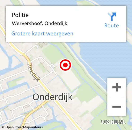 Locatie op kaart van de 112 melding: Politie Wervershoof, Onderdijk op 5 mei 2016 12:03