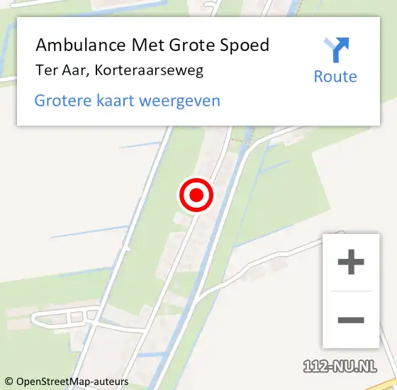 Locatie op kaart van de 112 melding: Ambulance Met Grote Spoed Naar Ter Aar, Korteraarseweg op 5 mei 2016 12:11