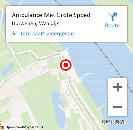 Locatie op kaart van de 112 melding: Ambulance Met Grote Spoed Naar Hurwenen, Waaldijk op 5 mei 2016 13:00