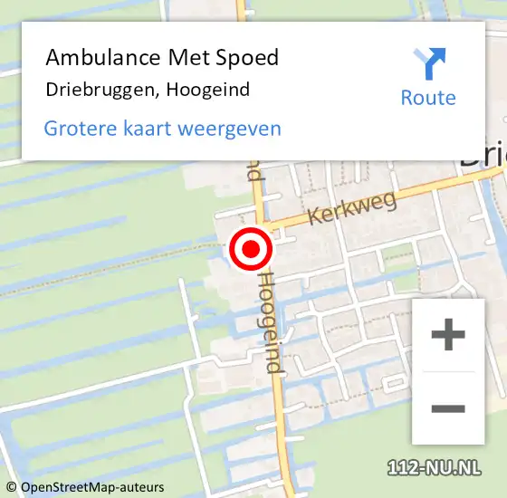 Locatie op kaart van de 112 melding: Ambulance Met Spoed Naar Driebruggen, Hoogeind op 5 mei 2016 14:29