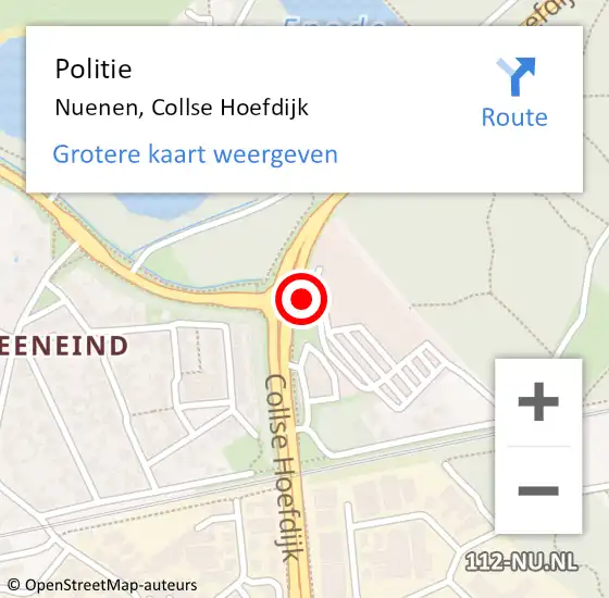 Locatie op kaart van de 112 melding: Politie Nuenen, Collse Hoefdijk op 5 mei 2016 14:37