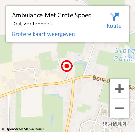 Locatie op kaart van de 112 melding: Ambulance Met Grote Spoed Naar Deil, Zoetenhoek op 5 mei 2016 14:46