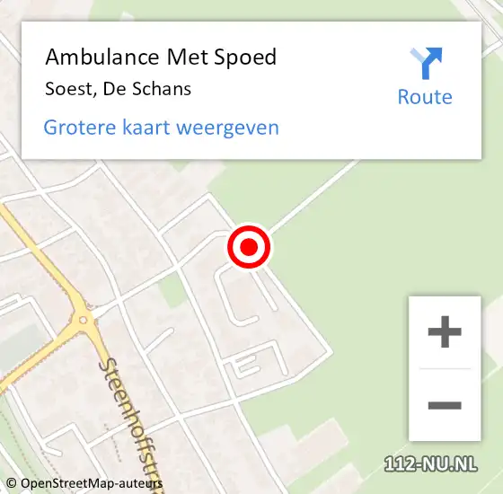 Locatie op kaart van de 112 melding: Ambulance Met Spoed Naar Soest, De Schans op 5 mei 2016 15:07