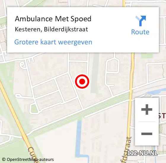 Locatie op kaart van de 112 melding: Ambulance Met Spoed Naar Kesteren, Bilderdijkstraat op 5 mei 2016 15:21