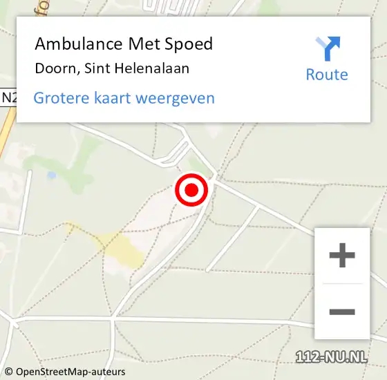 Locatie op kaart van de 112 melding: Ambulance Met Spoed Naar Doorn, Sint Helenalaan op 5 mei 2016 15:40
