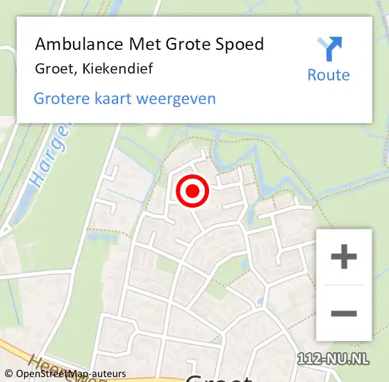 Locatie op kaart van de 112 melding: Ambulance Met Grote Spoed Naar Groet, Kiekendief op 5 mei 2016 15:48