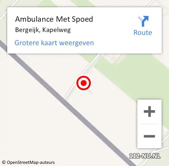 Locatie op kaart van de 112 melding: Ambulance Met Spoed Naar Bergeijk, Kapelweg op 5 mei 2016 15:48