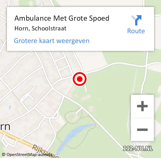 Locatie op kaart van de 112 melding: Ambulance Met Grote Spoed Naar Horn, Schoolstraat op 5 mei 2016 15:53