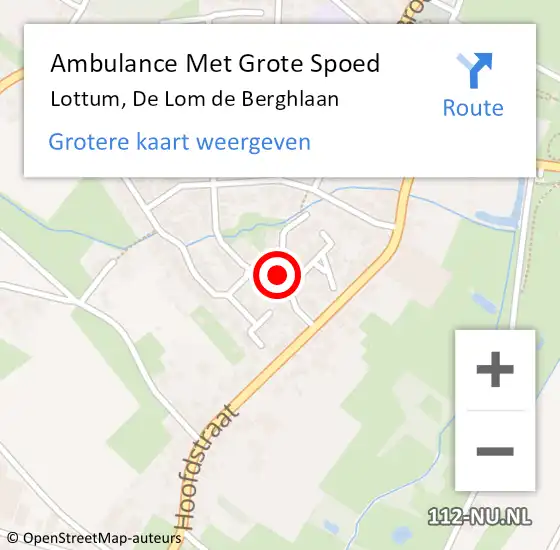 Locatie op kaart van de 112 melding: Ambulance Met Grote Spoed Naar Lottum, De Lom de Berghlaan op 13 december 2013 22:48