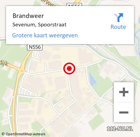 Locatie op kaart van de 112 melding: Brandweer Sevenum, Spoorstraat op 5 mei 2016 16:33