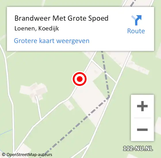 Locatie op kaart van de 112 melding: Brandweer Met Grote Spoed Naar Loenen, Koedijk op 5 mei 2016 16:40