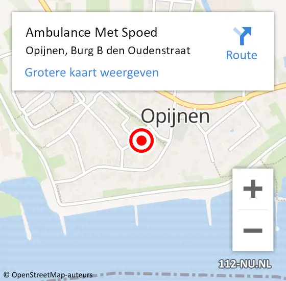 Locatie op kaart van de 112 melding: Ambulance Met Spoed Naar Opijnen, Burg B den Oudenstraat op 5 mei 2016 16:47