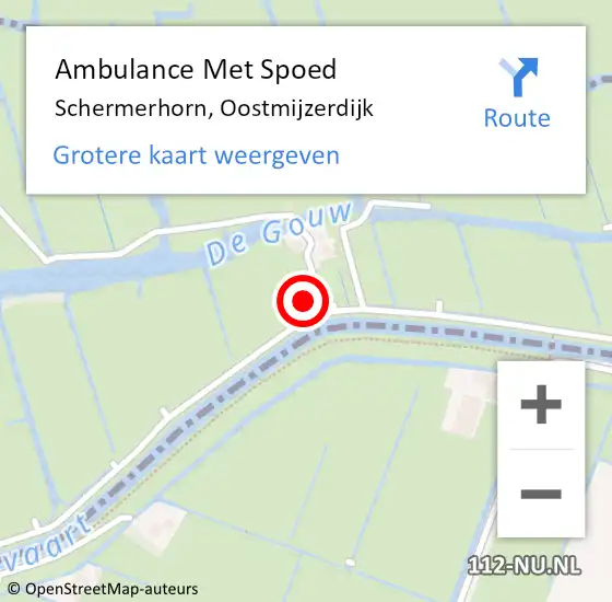 Locatie op kaart van de 112 melding: Ambulance Met Spoed Naar Schermerhorn, Oostmijzerdijk op 5 mei 2016 16:53