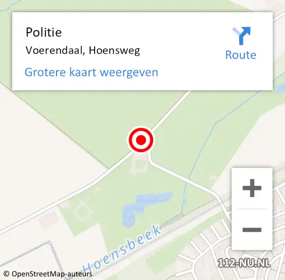 Locatie op kaart van de 112 melding: Politie Voerendaal, Hoensweg op 5 mei 2016 16:57