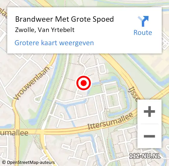 Locatie op kaart van de 112 melding: Brandweer Met Grote Spoed Naar Zwolle, Van Yrtebelt op 5 mei 2016 17:16