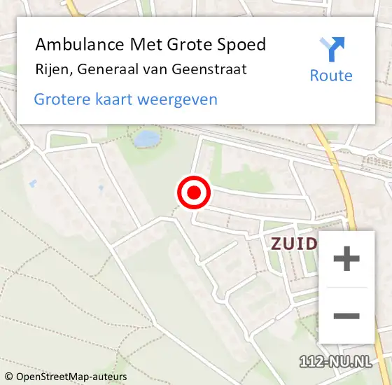 Locatie op kaart van de 112 melding: Ambulance Met Grote Spoed Naar Rijen, Generaal van Geenstraat op 5 mei 2016 17:17