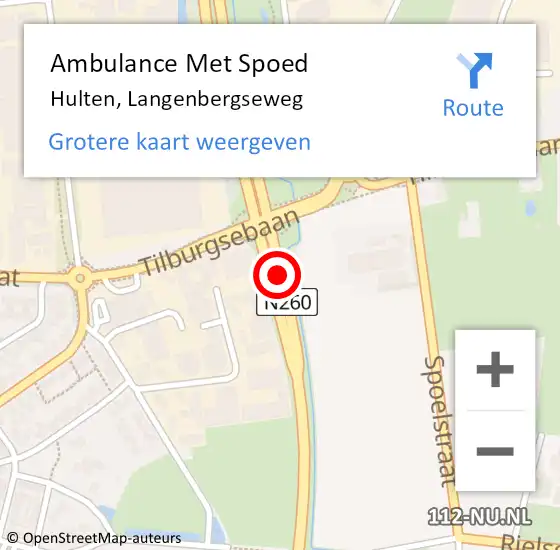 Locatie op kaart van de 112 melding: Ambulance Met Spoed Naar Hulten, Langenbergseweg op 5 mei 2016 17:34