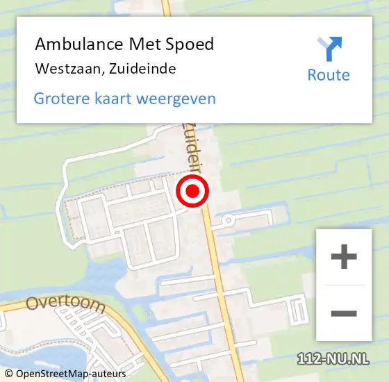 Locatie op kaart van de 112 melding: Ambulance Met Spoed Naar Westzaan, Zuideinde op 5 mei 2016 19:16