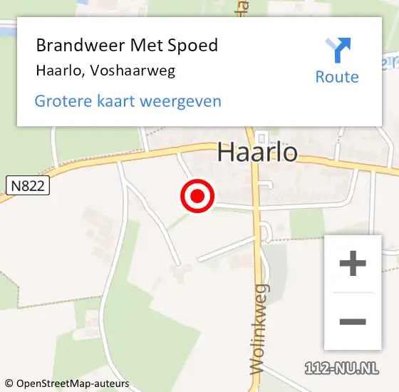 Locatie op kaart van de 112 melding: Brandweer Met Spoed Naar Haarlo, Voshaarweg op 5 mei 2016 19:27