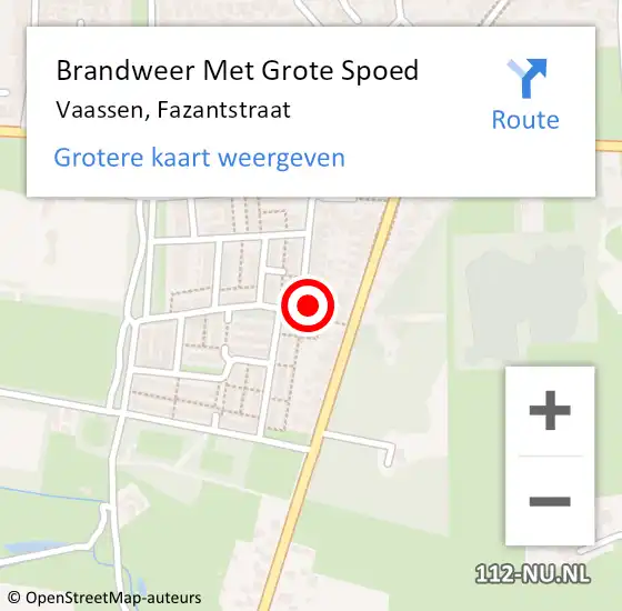 Locatie op kaart van de 112 melding: Brandweer Met Grote Spoed Naar Vaassen, Fazantstraat op 5 mei 2016 20:38
