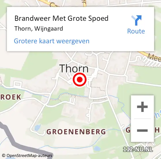 Locatie op kaart van de 112 melding: Brandweer Met Grote Spoed Naar Thorn, Wijngaard op 5 mei 2016 20:44