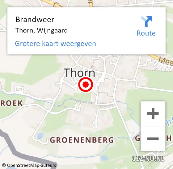 Locatie op kaart van de 112 melding: Brandweer Thorn, Wijngaard op 5 mei 2016 20:44