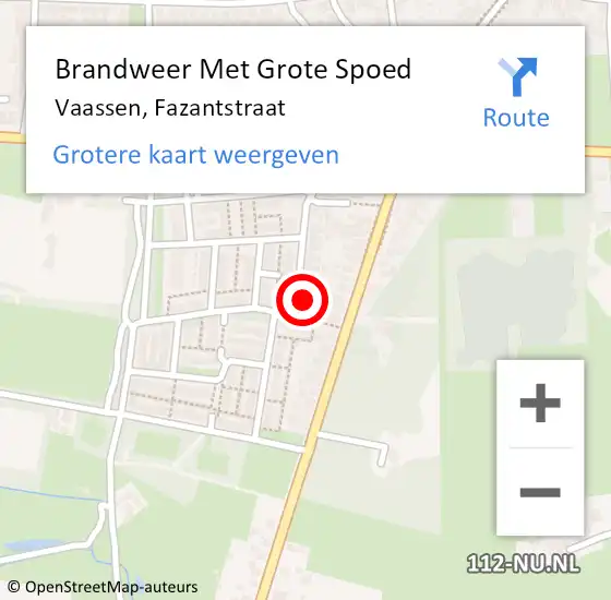 Locatie op kaart van de 112 melding: Brandweer Met Grote Spoed Naar Vaassen, Fazantstraat op 5 mei 2016 20:47