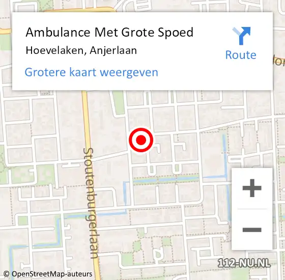 Locatie op kaart van de 112 melding: Ambulance Met Grote Spoed Naar Hoevelaken, Anjerlaan op 5 mei 2016 20:50