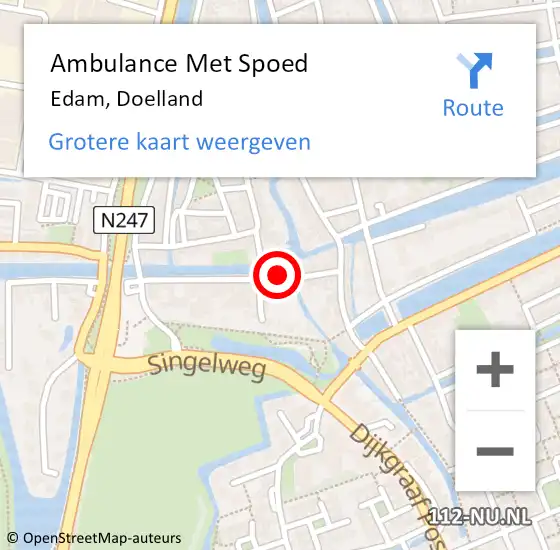 Locatie op kaart van de 112 melding: Ambulance Met Spoed Naar Edam, Doelland op 5 mei 2016 20:56