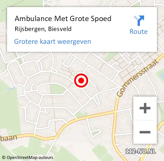 Locatie op kaart van de 112 melding: Ambulance Met Grote Spoed Naar Rijsbergen, Biesveld op 5 mei 2016 22:09