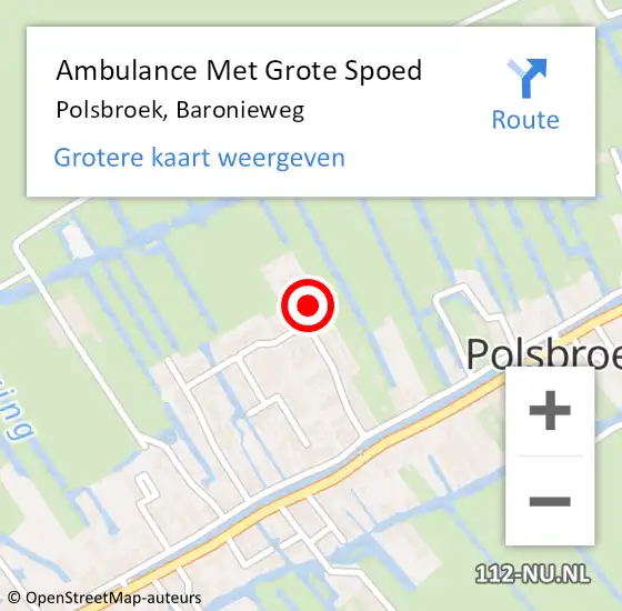 Locatie op kaart van de 112 melding: Ambulance Met Grote Spoed Naar Polsbroek, Baronieweg op 5 mei 2016 23:10