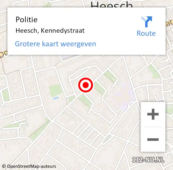 Locatie op kaart van de 112 melding: Politie Heesch, Kennedystraat op 5 mei 2016 23:28