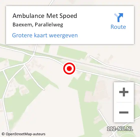 Locatie op kaart van de 112 melding: Ambulance Met Spoed Naar Baexem, Parallelweg op 6 mei 2016 00:16