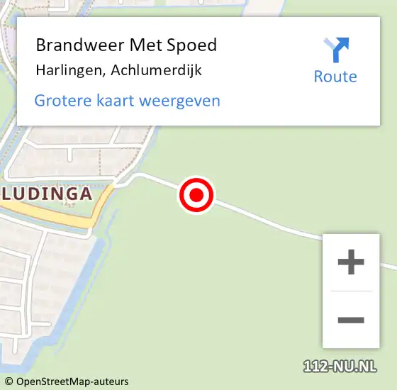 Locatie op kaart van de 112 melding: Brandweer Met Spoed Naar Harlingen, Achlumerdijk op 6 mei 2016 01:11