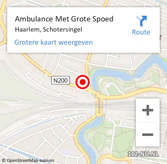 Locatie op kaart van de 112 melding: Ambulance Met Grote Spoed Naar Haarlem, Schotersingel op 6 mei 2016 01:54